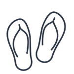 A simplistic outline rendering of a pair of sandals.