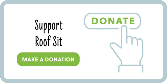 A graphic for donating to Roof Sit 2025 with Community Healing Center.